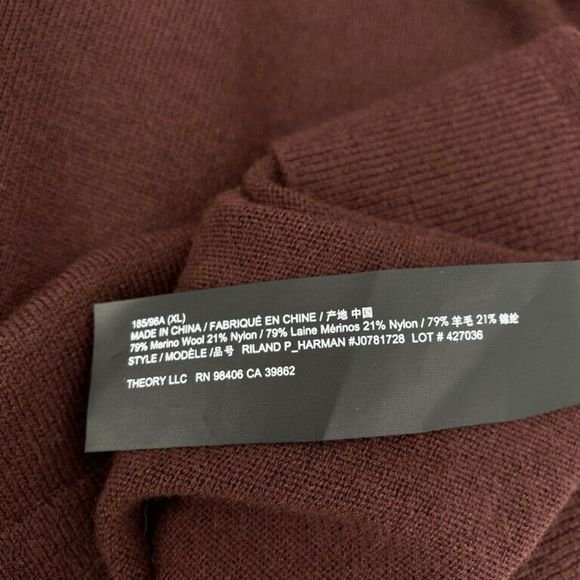 Theory Burgundy Riland Wool Blend V Neck Sweater - Picture 10 of 10